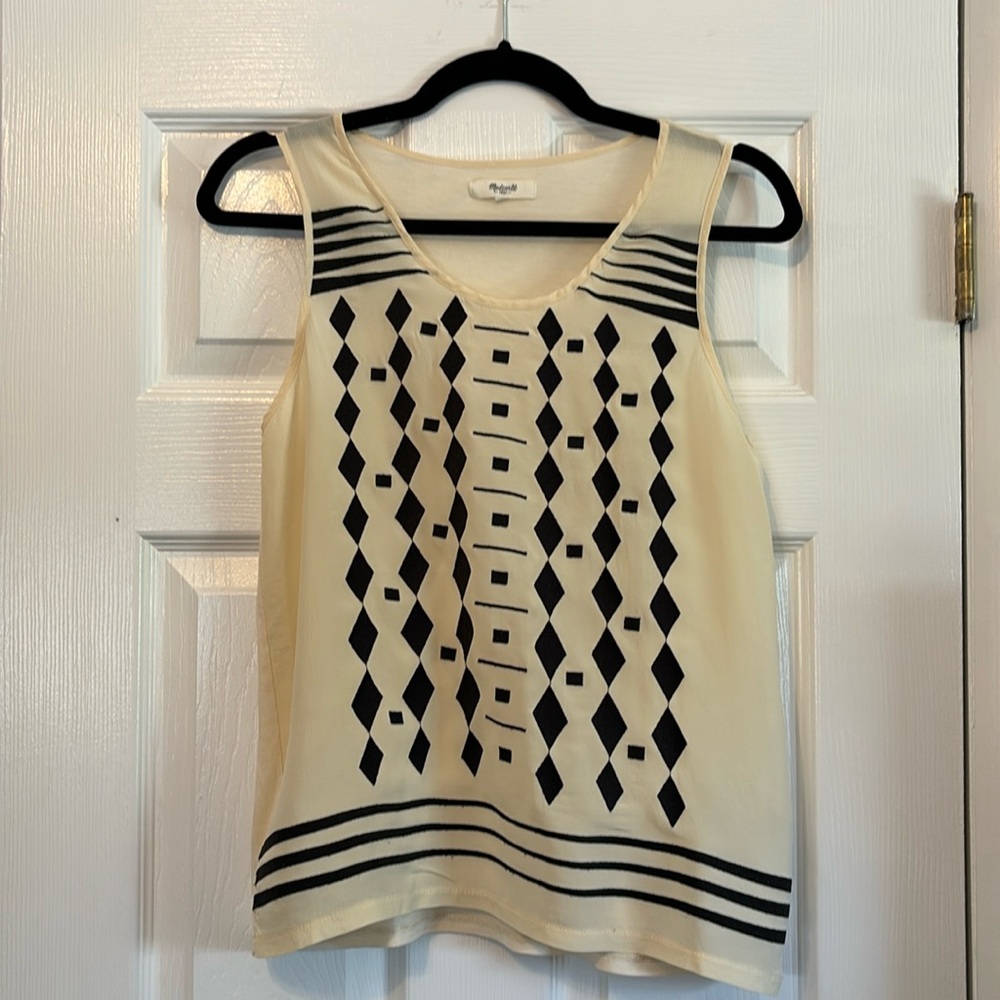 Cream Geometric Madewell Tank